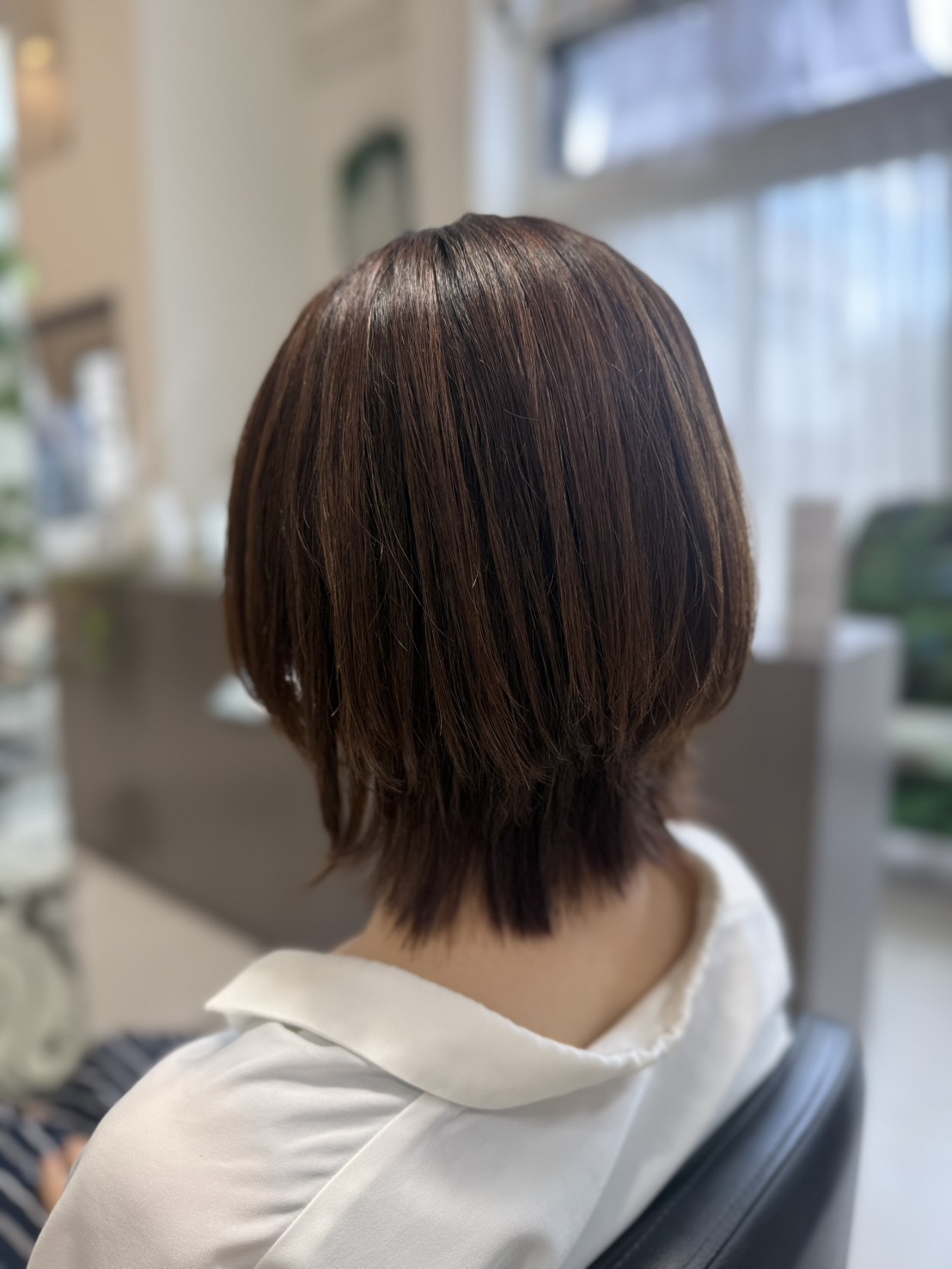 40代 面長 丸顔見え ひし形ボブ 髪質改善ストレート 前橋市美容室umbrella